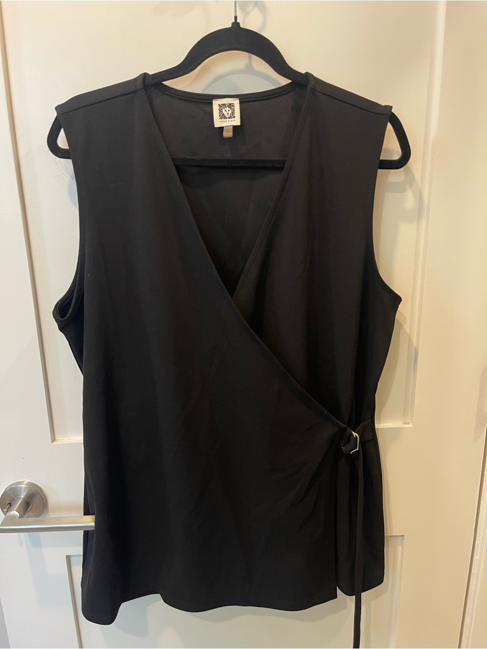 Anne Klein Black Sleeveless Wrap-Front Camisole